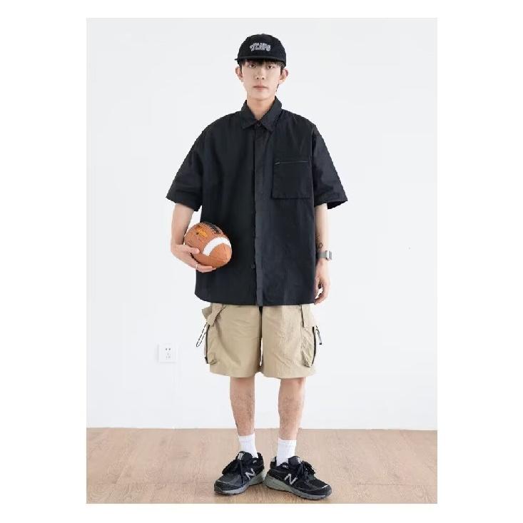 Retro košile Pánský letní outfit Hong Kongský styl Studentský volný a niche design Zábavný nový pánský top pro venkovní nošení 2024