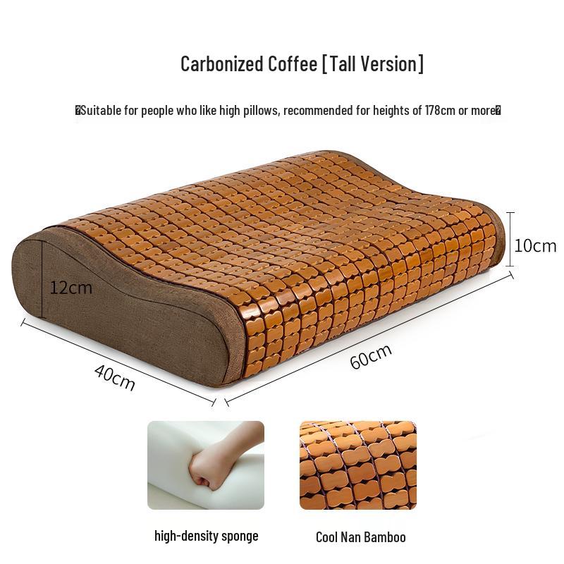 Free Shipping Summer Bamboo Cool Pillow - Neck Support for Men & Women, Hard Spine Protection, Single Person Sleep Mat
