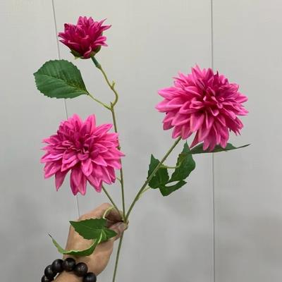 Nouvelle Fleur de Dahlia Artificielle 72cm 3 Têtes Longue Tige Fleur Artificielle Arrangement Floral Fleur d'Hortensia Décoration de Mariage