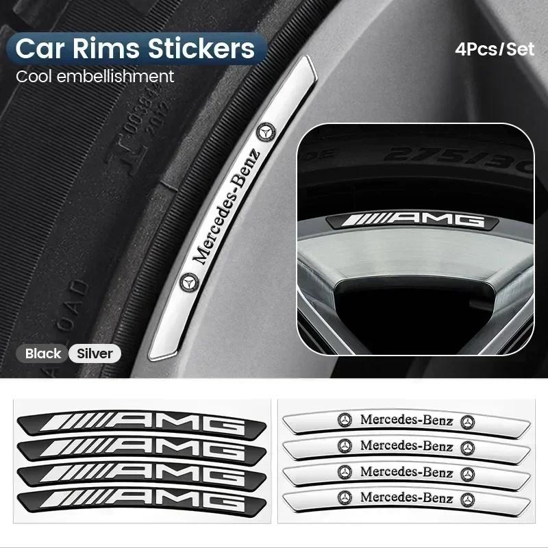 AXX2 3D Aluminum Car Styling Wheel Rim Sticker Car Refit Accessorie For Mercedes Benz AMG A B R G Class GLK GLA CLA GLB GLC C200 E200