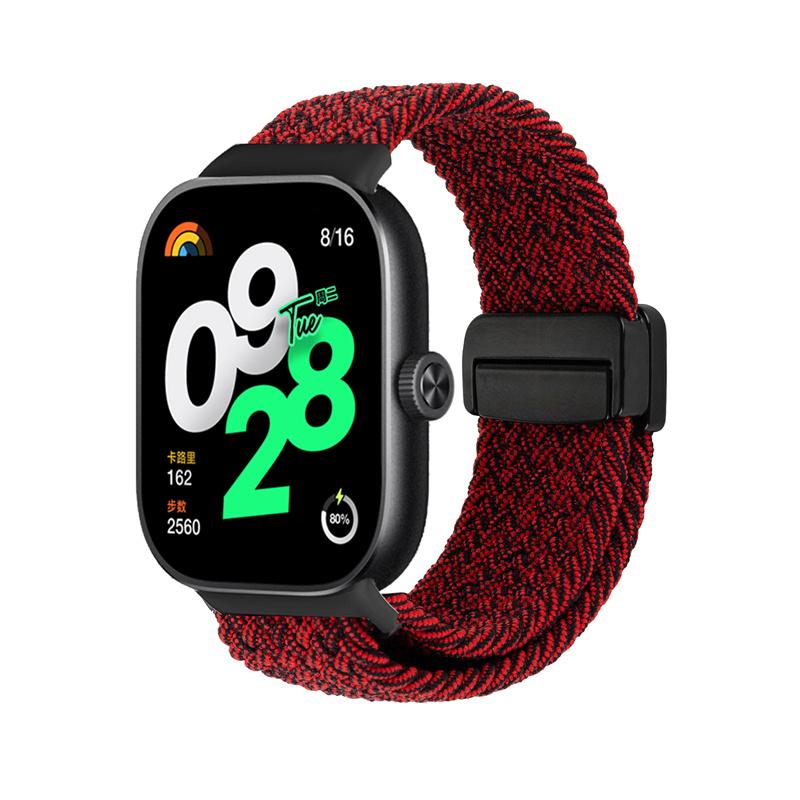 

Магнітний ремінець для Xiaomi Redmi Watch 5 4 ремінці з плетеною петлею, регульований спортивний нейлоновий замінний браслет correa Miband 9 pro 8Pro band For xiaomi band 9pro чорний/червоний