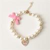 Dog Cats Pearls Necklace Handmade Pet Long Elegant Bowknot Pattern Necklace for Everyday Wear and Pet Gatherings