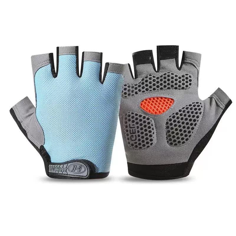 Short Finger Cycling Gloves Men Women Breathable Comfortable Bike Gloves Adjustable Sports Fitness Outdoor Gloves Half Finger M синий