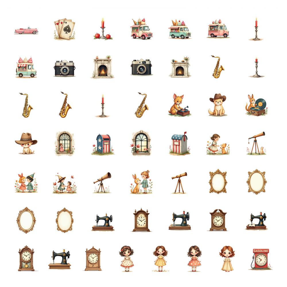 

50pcs Stickers Retro Stickers DIY Stickers For DIY Phone Guitar Laptop Notebook Suitcase Cup DIY Phone Laptop Scrapbook Bike