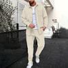 Men's Solid Color Long Sleeved Shirt And Trousers Casual Outdoor Sports Suit