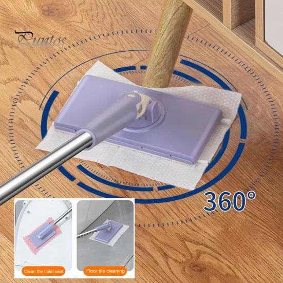 Flat Mop with Cloth Kitchen Bathroom House Mini Sweeper Mop with 360 Degree Rotation Dry Wet Easy Use Mop Household Cleaning Tool