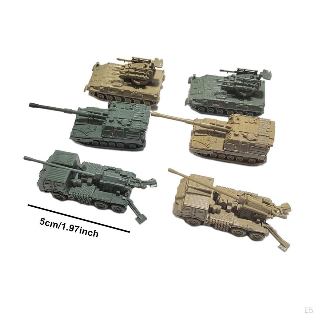 6 Pieces of Miniature Tanks DIY Assembly at a 1:144 Ratio for Boys and Girls
