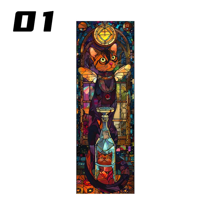 European Retro Church Window Film Self-Adhesive Creative Cat Art Painting Stained Glass Film Home Decor Privacy Stickers