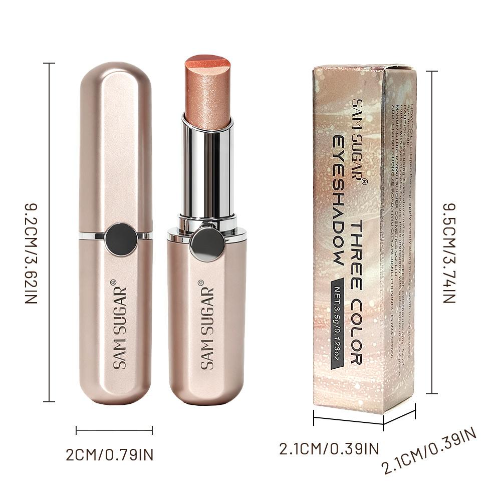 SAM SUGAR Stick Ombretto Cremoso Tricolore Cambiamento Graduale Highlighter e Blush Scintillante Non Disturbante Impermeabile