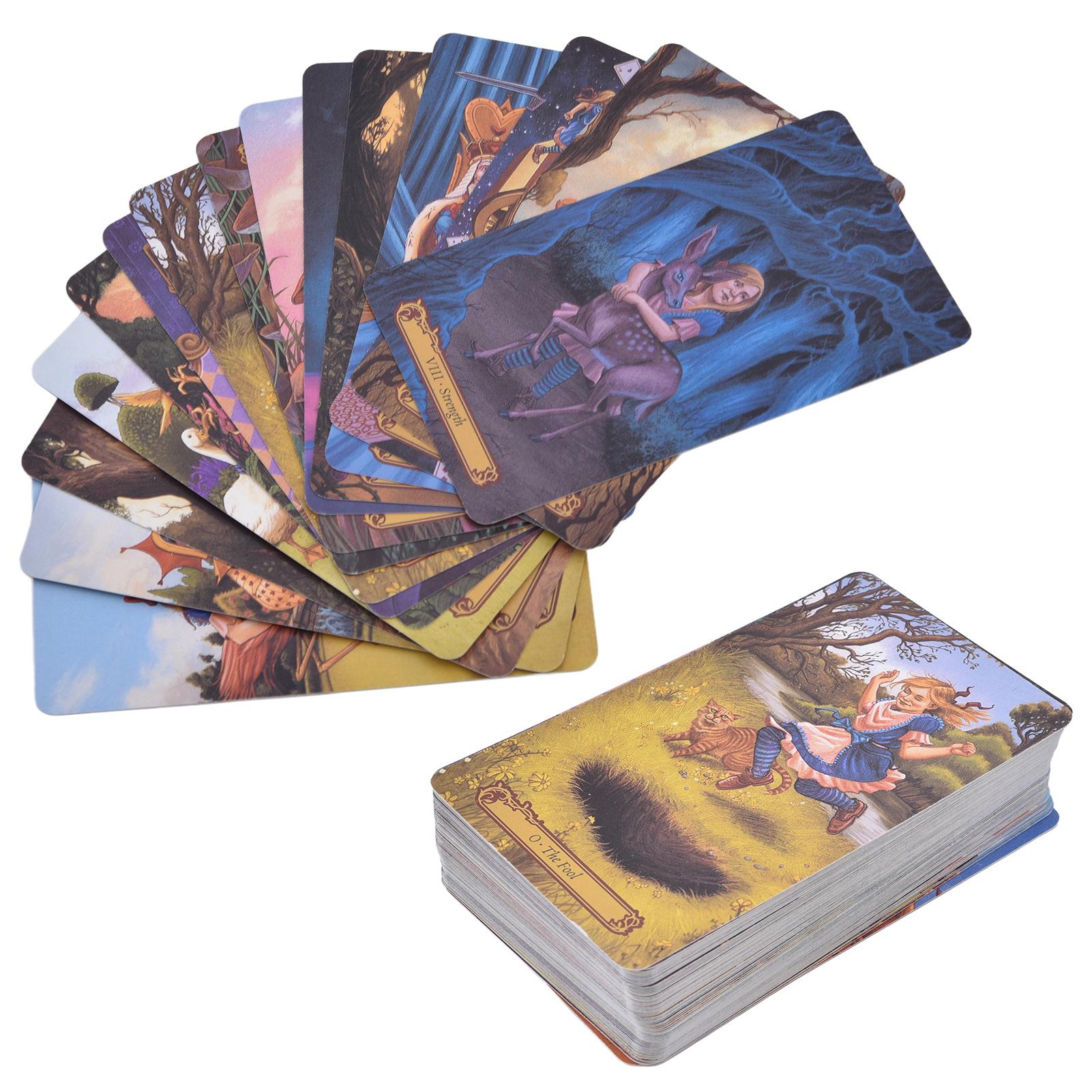 78PCS Wonderland Карты Таро Инструмент для гадания Бумага с покрытием Английская настольная игра для начинающих beige