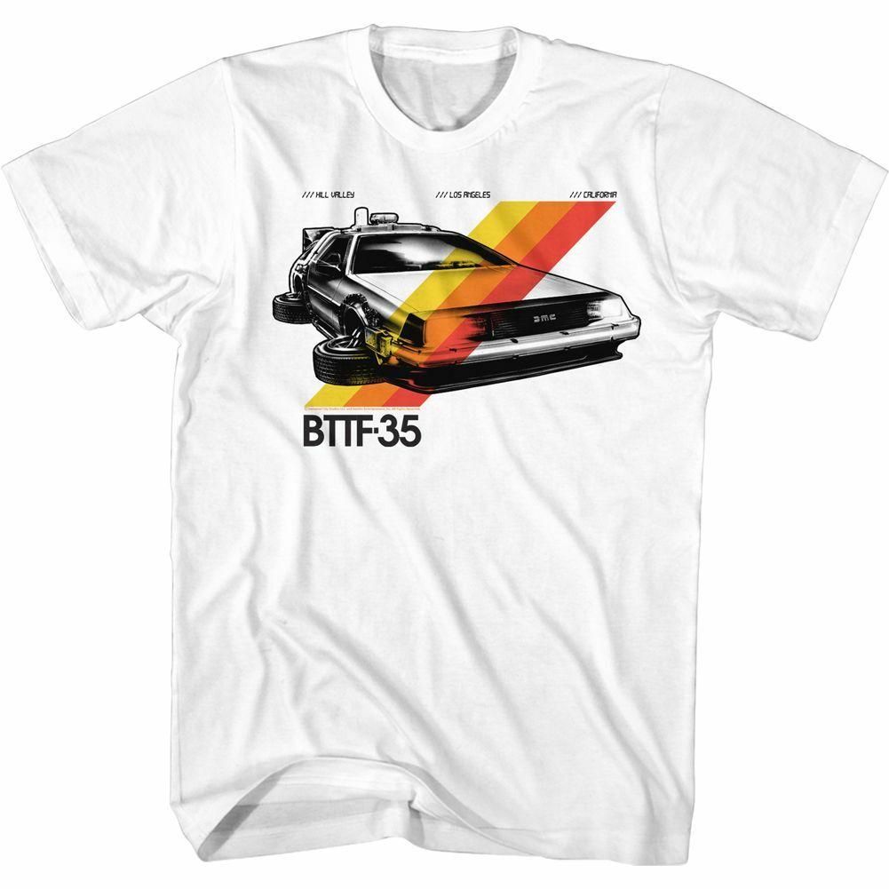 Back To The Future BTTF 35 Stripes White Adult T-Shirt S