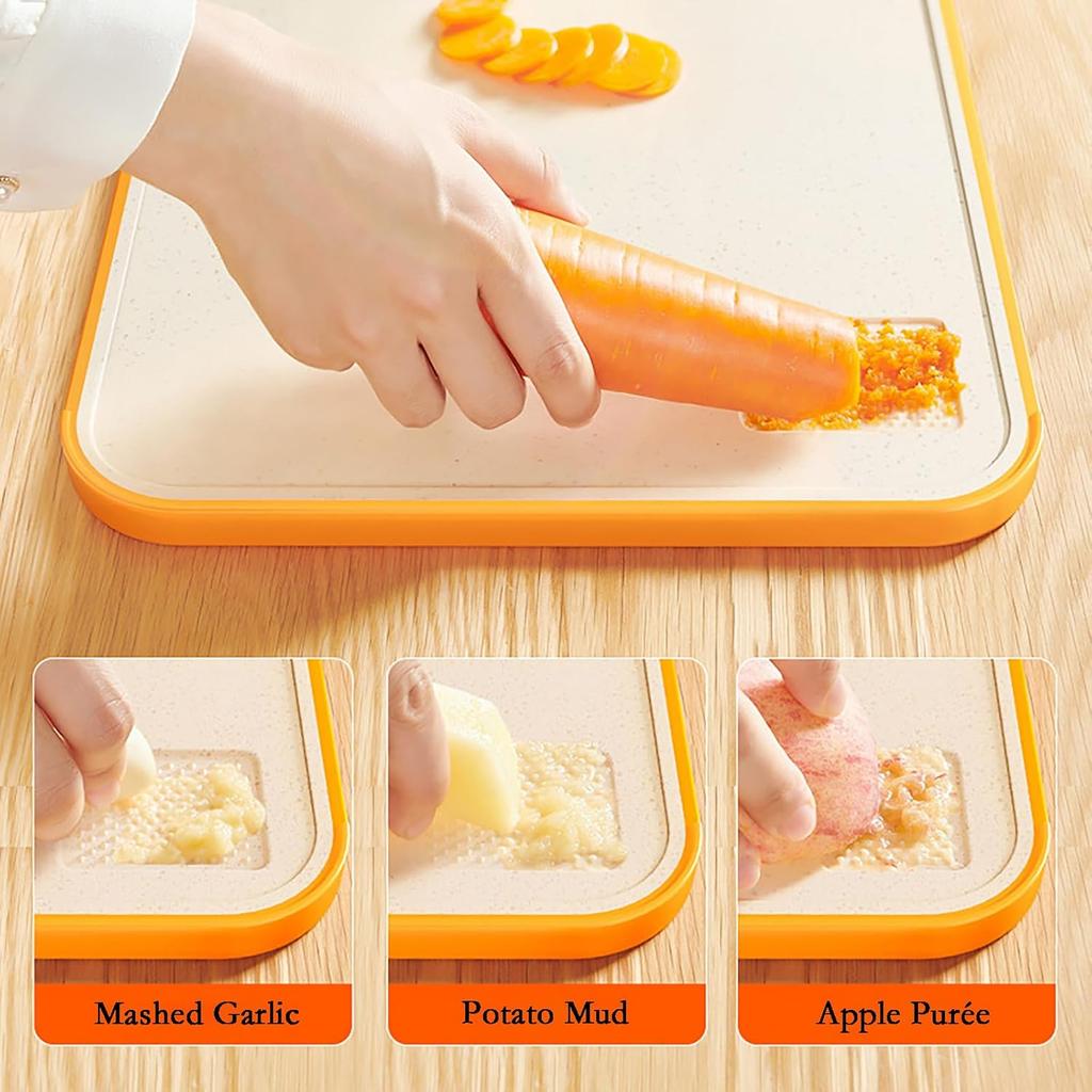 Double-Sided Wheat Straw Cutting Boards for Kitchen Dishwasher Safe Chopping Board with Juice Grooves for Meat Fruits Vegetables