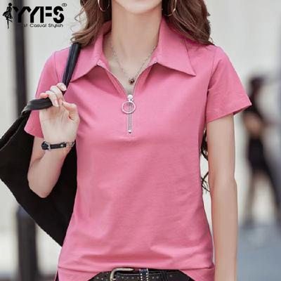 Damenmode, lässig, Sommer, Frühling, einfarbig, kurzärmelig, Polo-Ausschnitt, Blusen und Hemden
