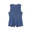 2025 Summer Women's Sleeveless Denim Vest and Mid-Waist Shorts Casual Suit in European and American Style.