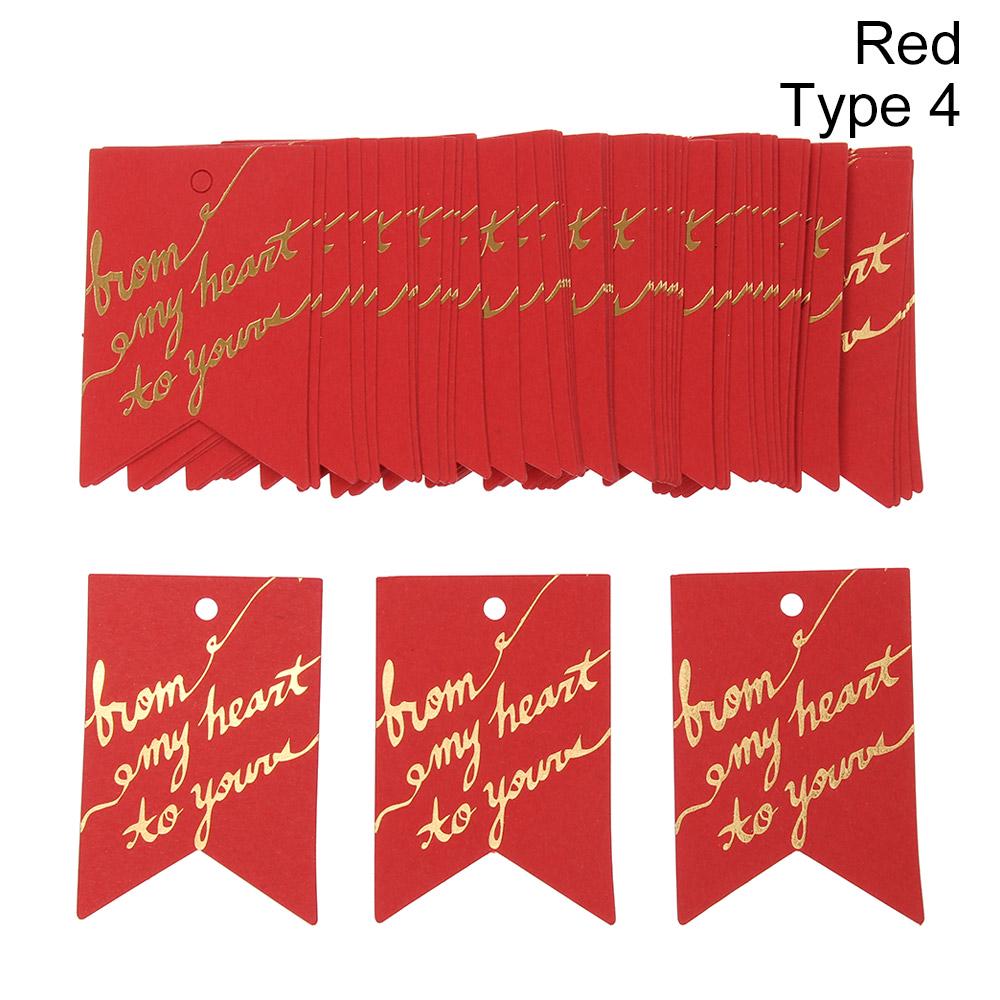 50PCS Gold Stamping Paper Gift Tags Thank You Hang Label Christmas Box Decor Black Red White Birthday Party Supplies DIY Access