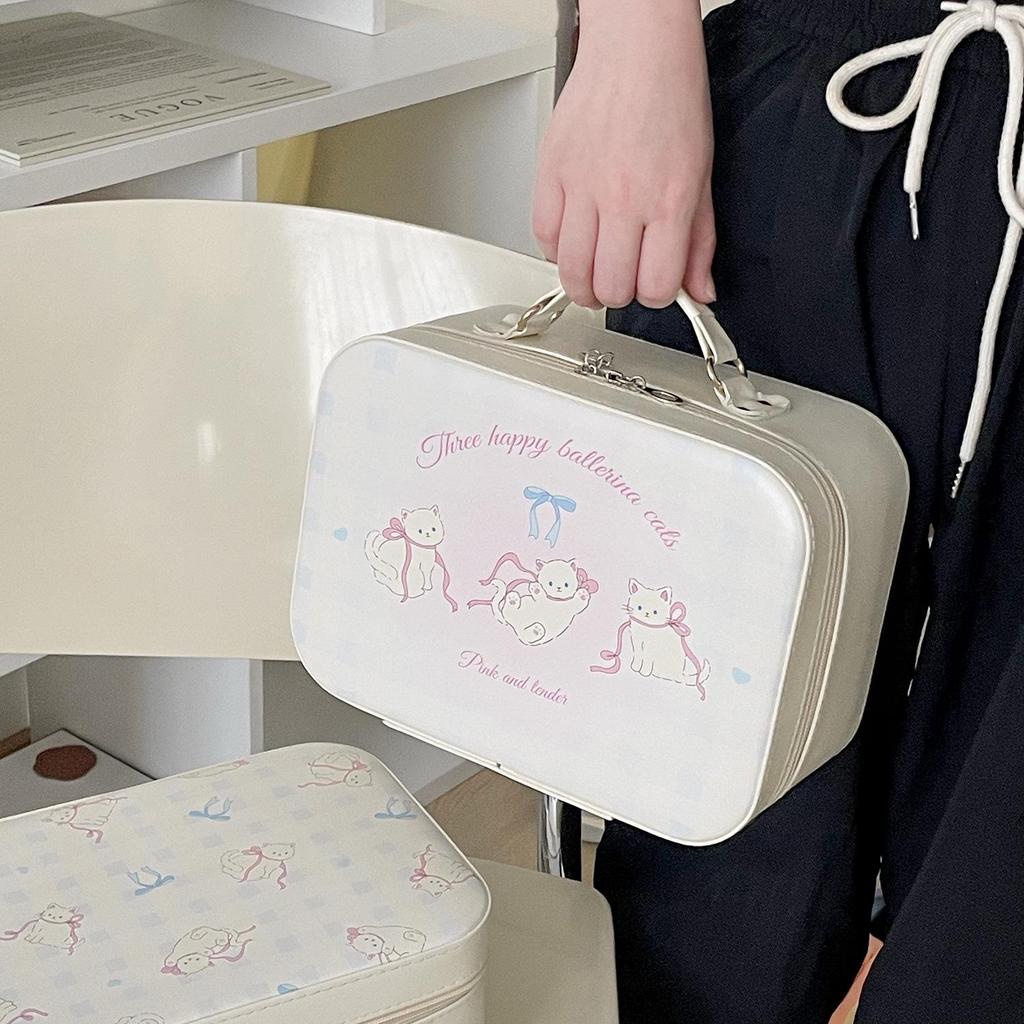 Original Angel Little Lamb Portable Makeup Case, Cute Ins Style, Large Capacity Beauty Box for Travel