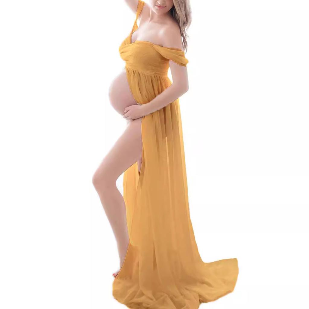Basic Maternity Dress With Chiffon Fabric For Photoshoot And Summer Wear