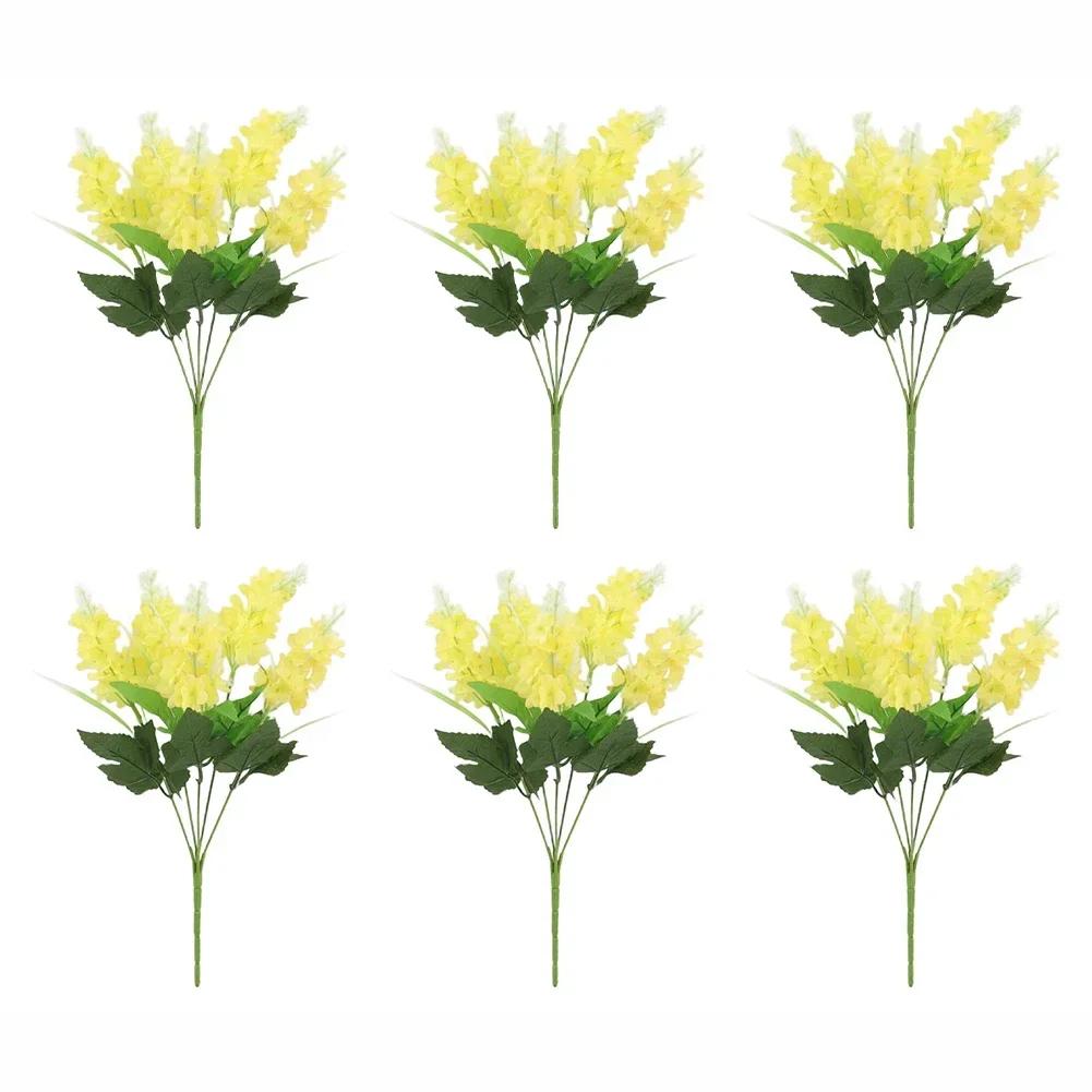 6 Artificial Flowers 35cm Deep Purple/light Purple/yellow/white/pink Artificial Lavender Hyacinth Flowers For Home Garden Decor