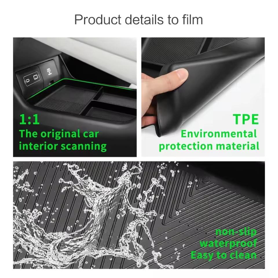 For Xpeng P7/P7i 2025 2025 TPE Center Console Lower Storage Box Auto Tray Organizers Tidying Car Interior Accessories Black