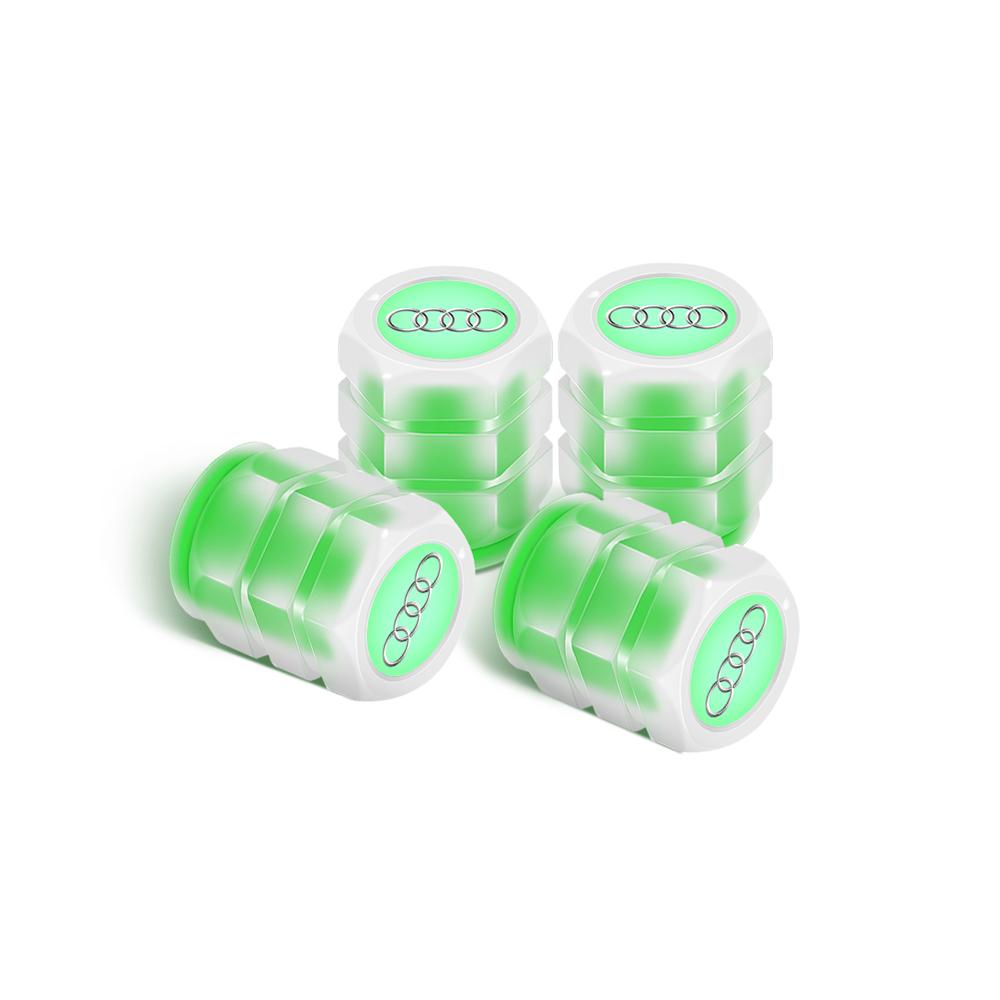 4Pcs Car Tire Valve Caps Fluorescent Green Luminous Night Decorative For S1 Sline A4 B7 B8 B9 A3 8P 8V 8L A5 A6 C6 C7 A1 Q2 Q3 2x