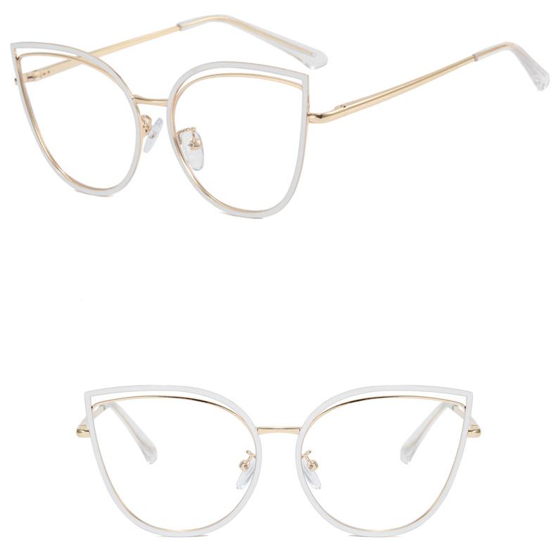 Women's Glasses Anti-Blue Light Fashion Retro Characteristic Artistic Hollow Cat's Eye Plain Glasses Student Commuter Street Shooting Travel Glasses