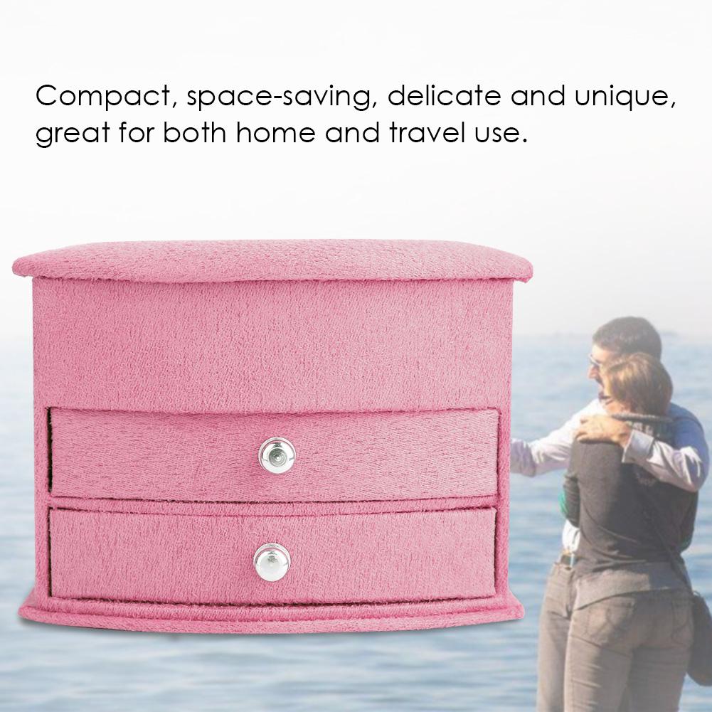 3 Layers Portable Jewelry Earrings Rings Bracelet Necklace Box Organizer Storage Pink