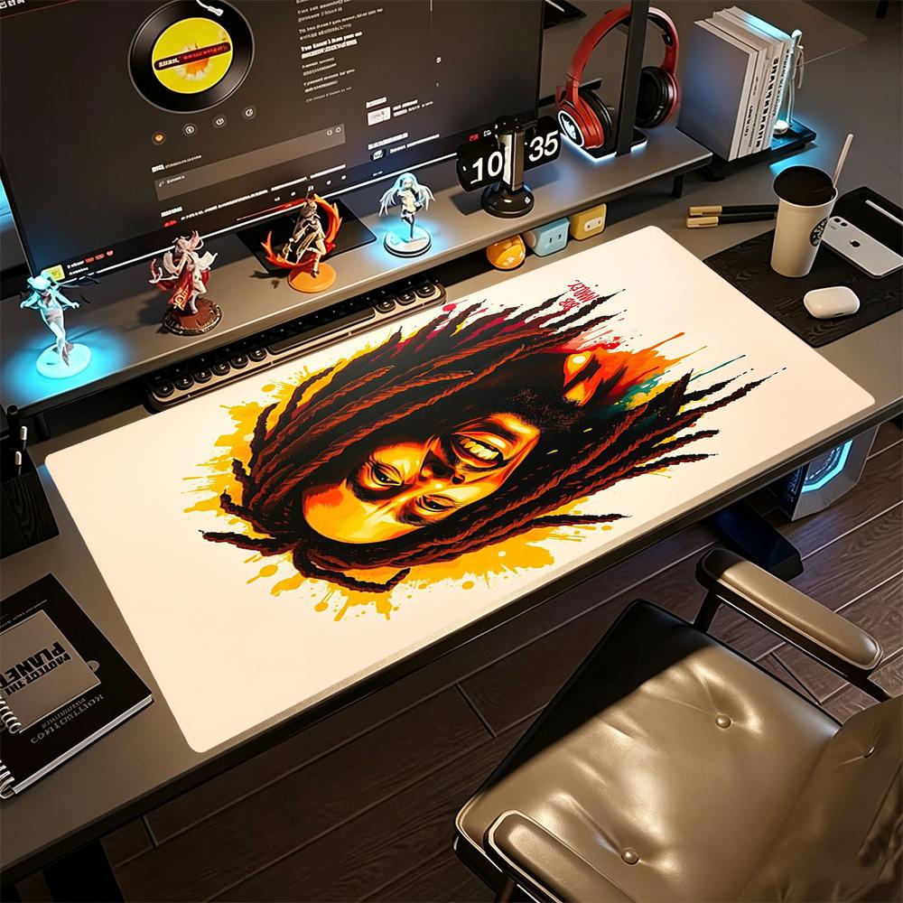 Bob Marley Large Mouse Pad Gaming Laptop Mouse Pad Ultra-Long Desk Mat Non-Slip Rubber Bottom Perfect for Office Desktop Supplies School Home