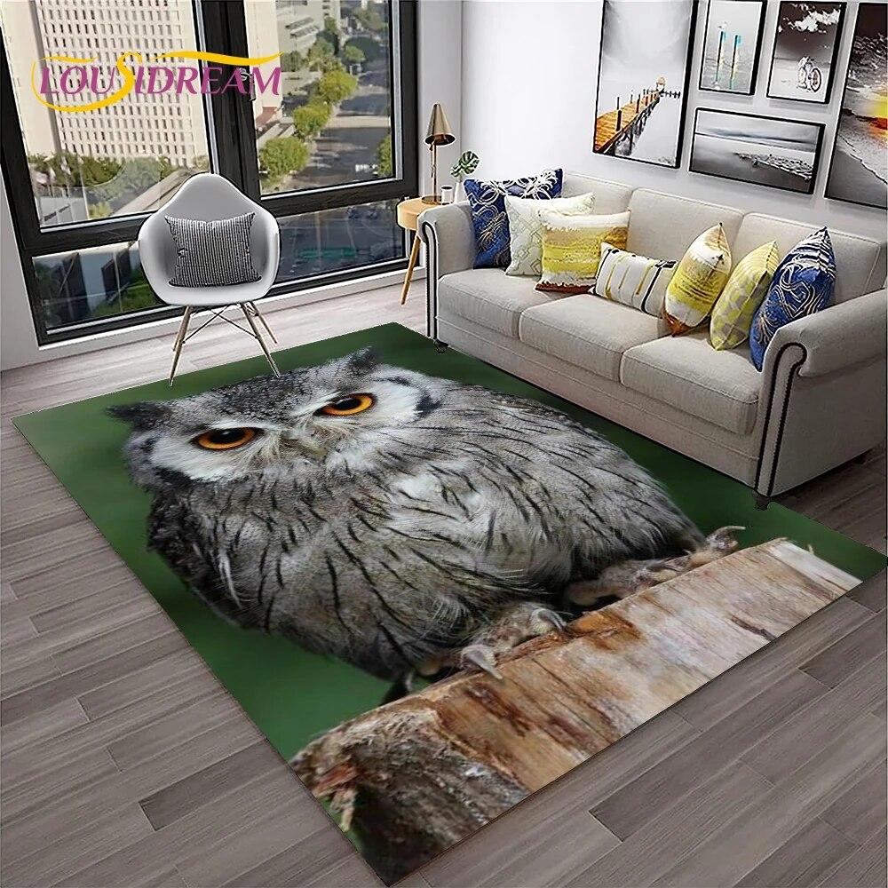 3D Cartoon Cute Owl Series Carpet Rug for Home Living Room Bedroom Sofa Kitchen Doormat Decor,Child Area Rug Non-slip Floor Mat