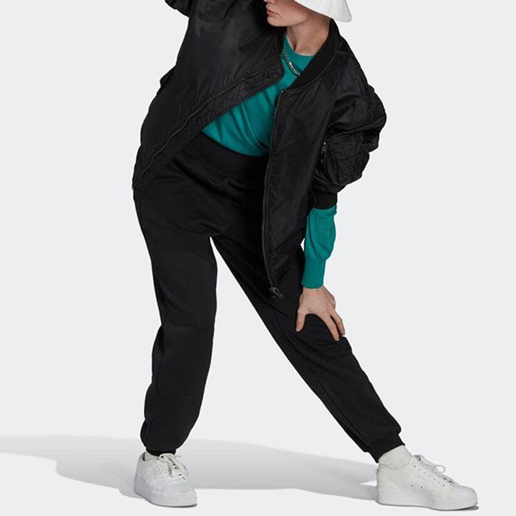 Adidas Solid Color Logo Embroidered Joggers Women Bottoms Black HM1552