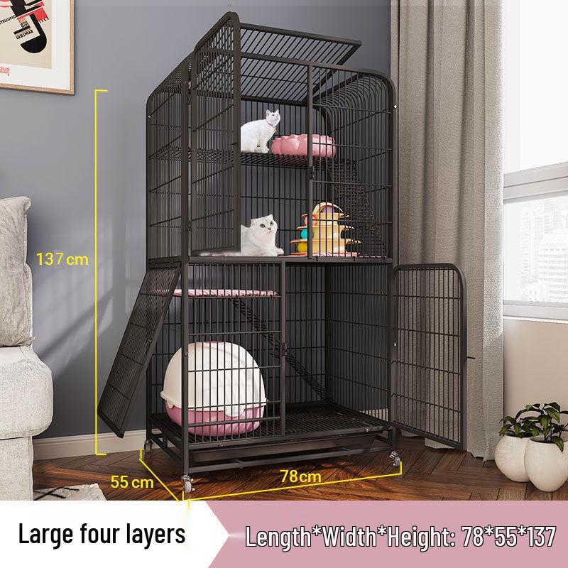 Cat Villa with Integrated Litter Box - Spacious, Secure Indoor Cage for Cats