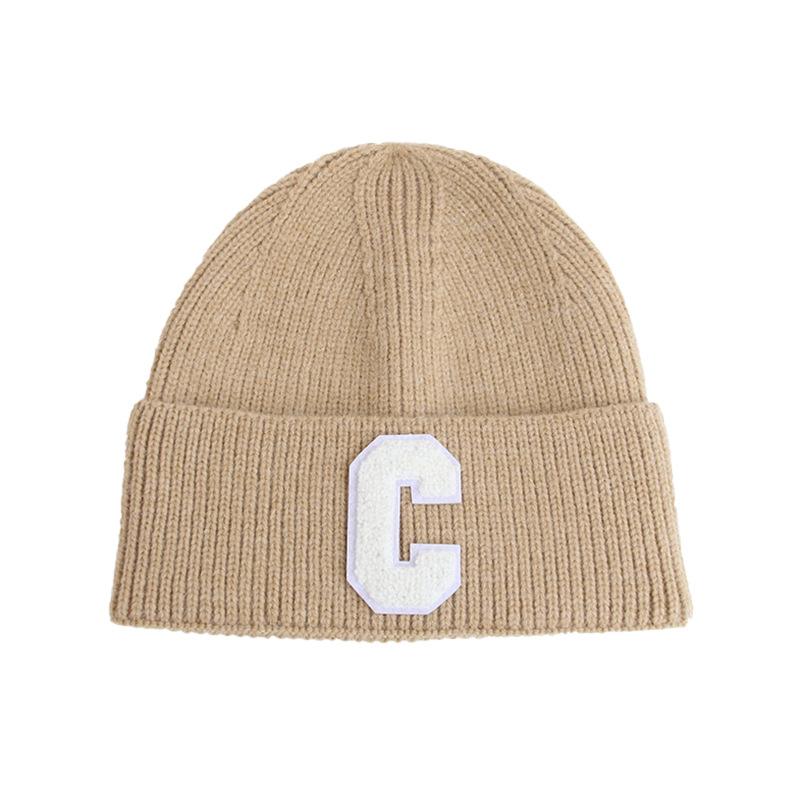 Autumn and Winter New Knitted Hat Children's Leisure and Warmth C Letter Wool Hat Student Pullover Hat Tide
