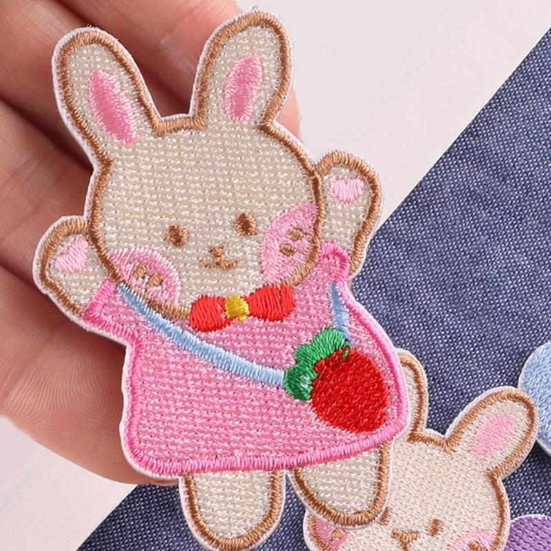 17 Pcs Rabbits Embroidered Patches Iron on Patches Heart Repair Patches Sewing on Applique Patches for Clothes Bag