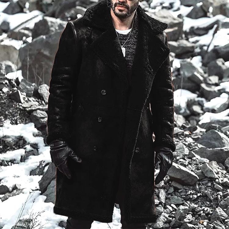 2024 Men's European-Style Faux Fur Suede Velvet Warm Coat