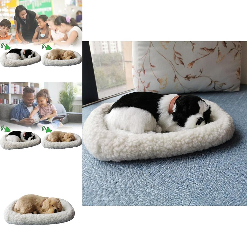 Realistic Breathing Plush Dog Model Home Decor With Faux Fur For Photography And Gift Use