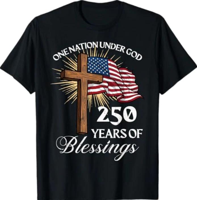 One Nation Under God 250 Years 250th Anniversary USA Men T-Shirt L