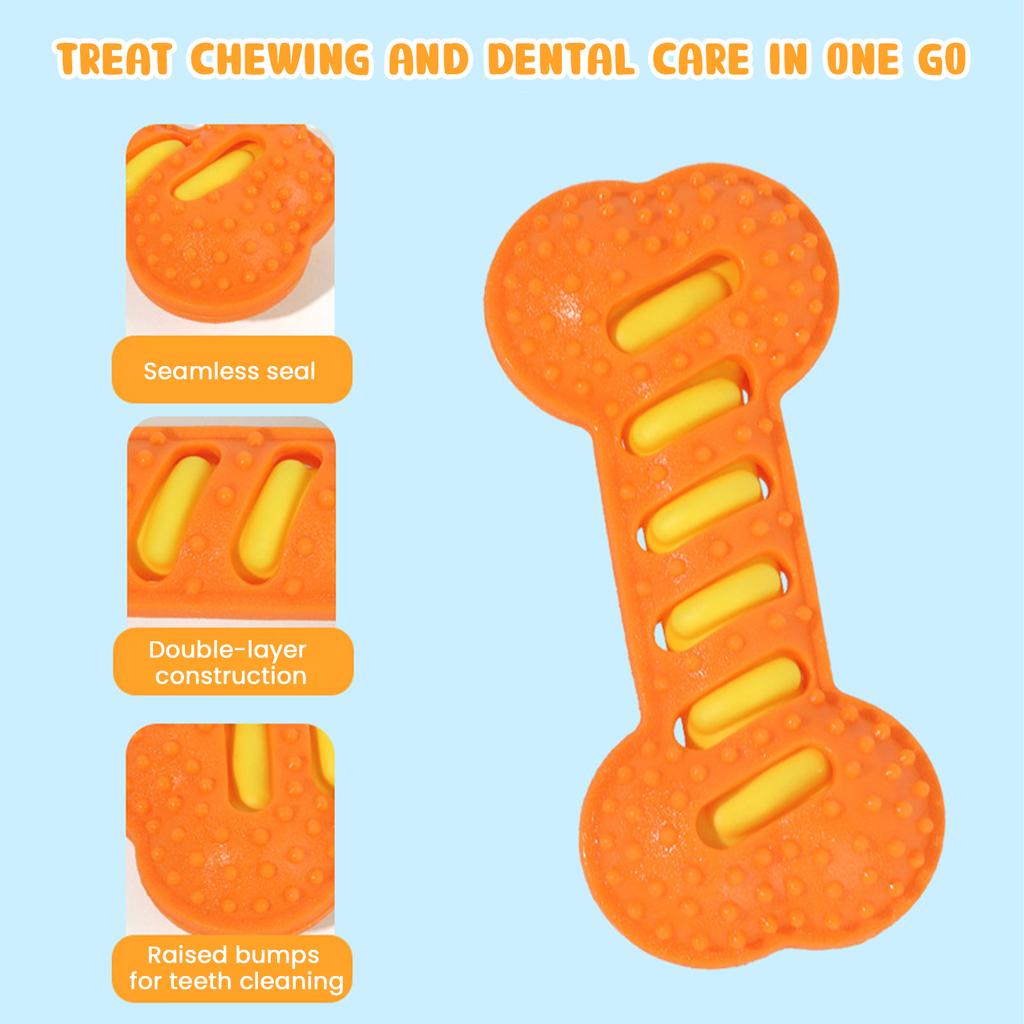 3Pcs Dog Chew Toy Squeaky Teeth Cleaning Molar Stick Textured Teething Bone Puppy Chew Toy for Medium Large Dogs