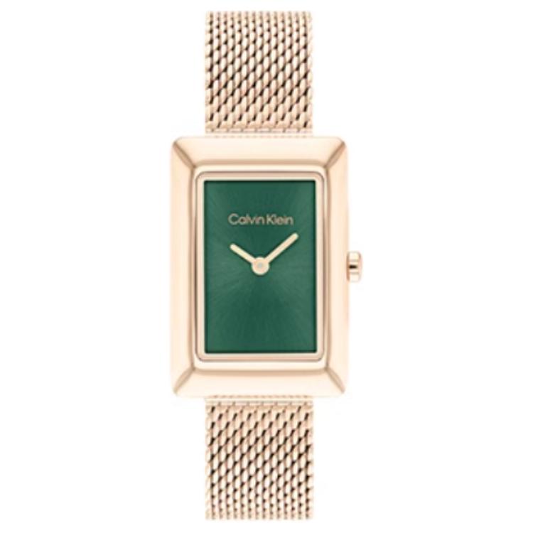 Calvin Klein Quartz Watch Steel Bracelet 22.9Mm Green Dial Waterproof 30M Women watches 25200395 Green Dial