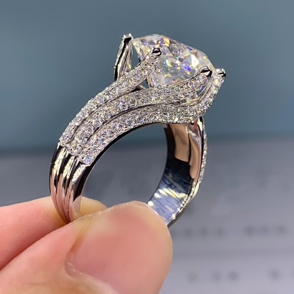 10MM Cubic Zirconia Wedding Bands Ring for Women Luxury Crystal CZ Ring Engagement Accessories New Arrival Trendy Jewelry