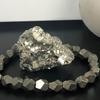 1PC Natural Pyrite (Siderite) Handmade Beads Wealth and Protection Charm Bracelet - 8mm Rhombus Jewelry