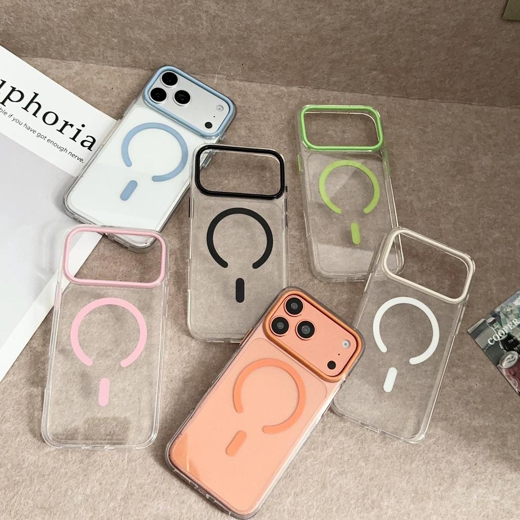 Apple Phone Case: Crystal Clear Magnetic for 17ProMax, Solid Color Protective Cover for 16Pro and 15Pro.