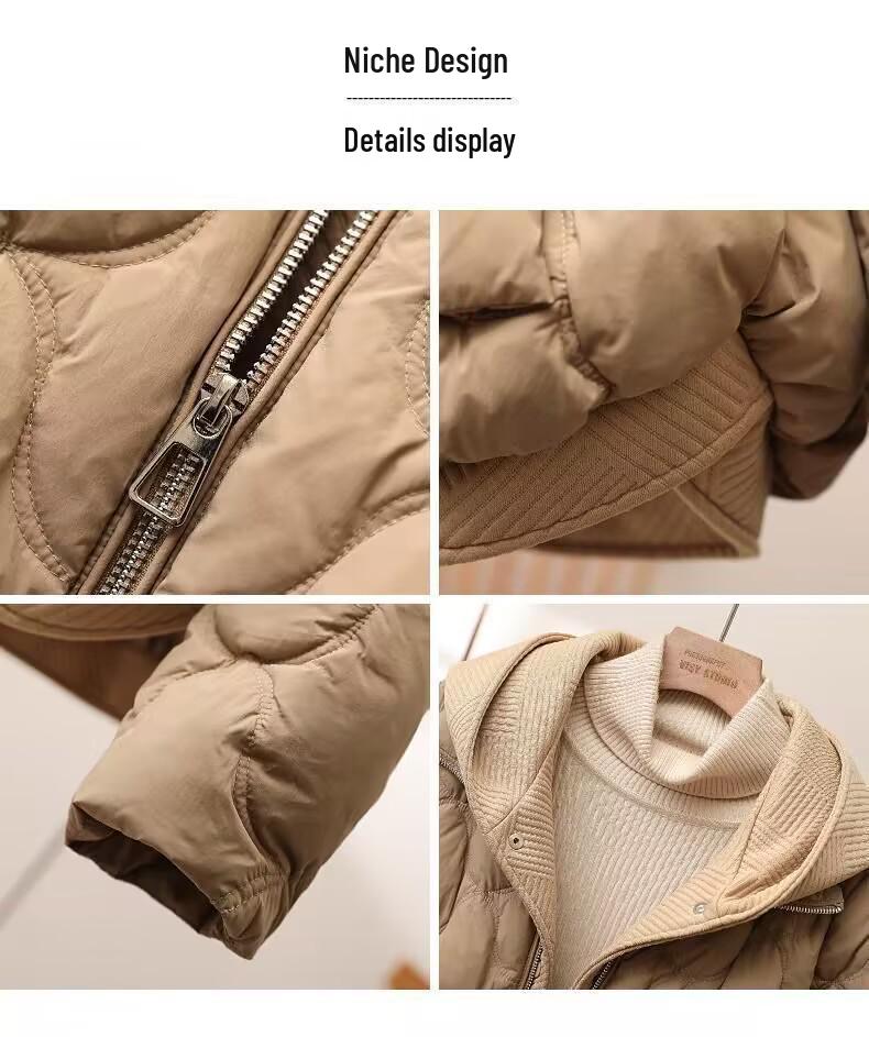 European Style Women's Knitted Hooded Down Cotton Coat - Winter Short Loose Thickened Outerwear