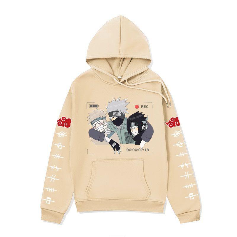 Mens Naruto Anime Hoodie Winter Fleece Lined Oversized Cotton Blend Sweatshirt Teens Casual Streetwear