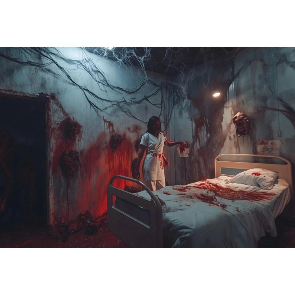 Horror Halloween Decorations Backgrounds for Photographs Abandoned Hospital Ruin Ghost Zombies Scene Backdrop Spooky Party Decor