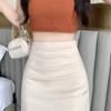 Gefalteter High-Waist A-Linien Bodycon Midi-Rock mit Schlitz für Damen 2025