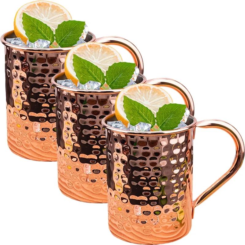 

4 шт. коктейльная винная кружка Московский мул кружка из нержавеющей стали с кованым медным покрытием пивная кружка кофейный бар принадлежности посуда для напитков на Рамадан 301-400ml