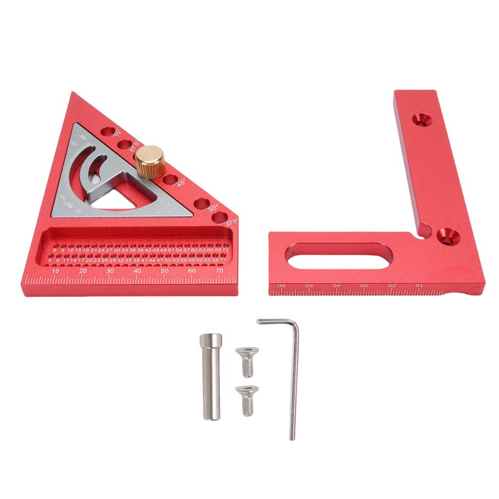 3D Multi Angle Measuring Ruler 0 180 Degree Protractor Aluminum Alloy Anodized Drawing Line Ruler Carpenter Square Red