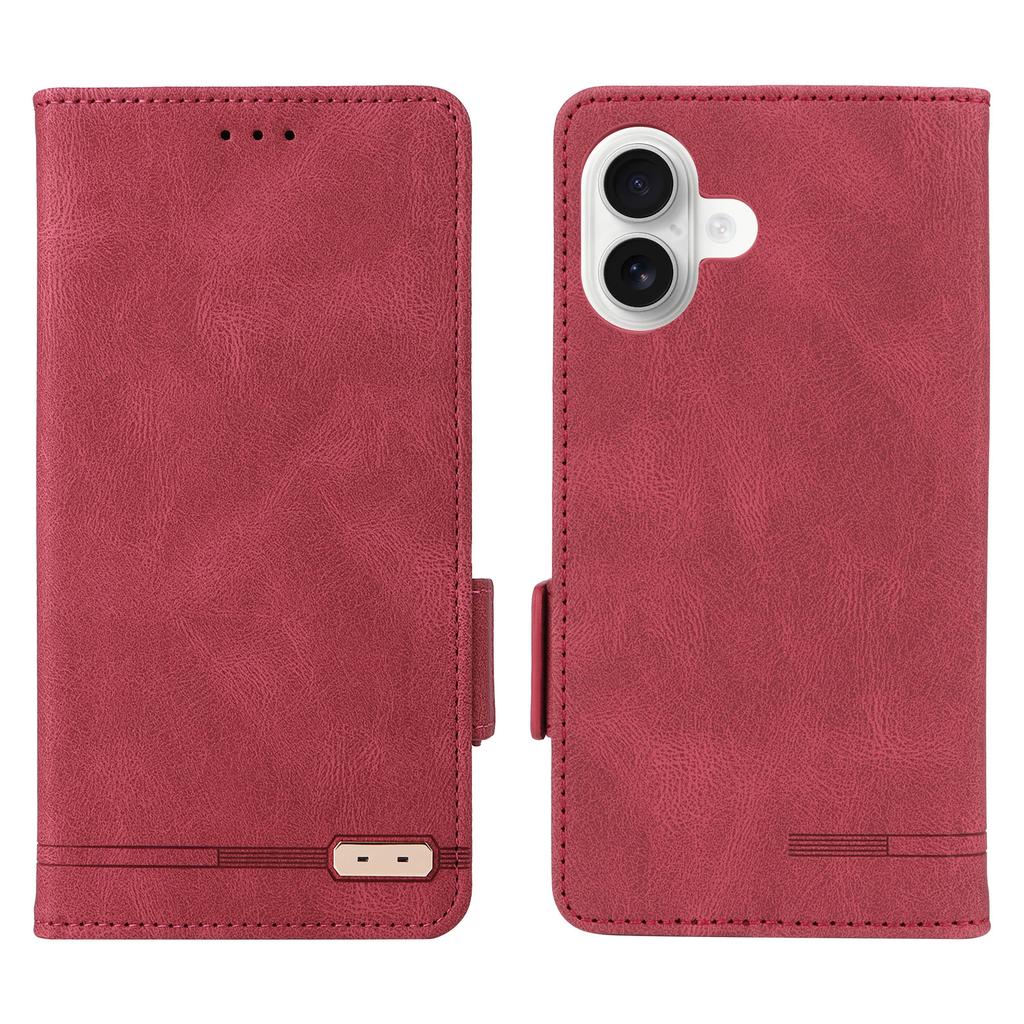 For iPhone 17 Case Leather Wallet Flip Phone Cover with Hardware Decor