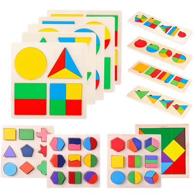 Dětské Montessori Hračky pro raný věk Dřevěné Puzzle Deska pro přiřazování tvarů 3D Puzzle Předškolní Vzdělávací Hračky pro Děti TMZ