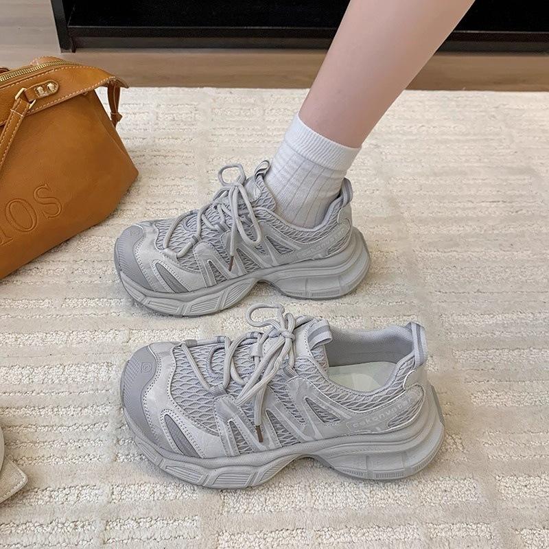 Mesh Breathable Thick-soled Dad Shoes for Women In Summer 2025 New Versatile Height-increasing Casual Sports Shoes Trendy Dad Shoes