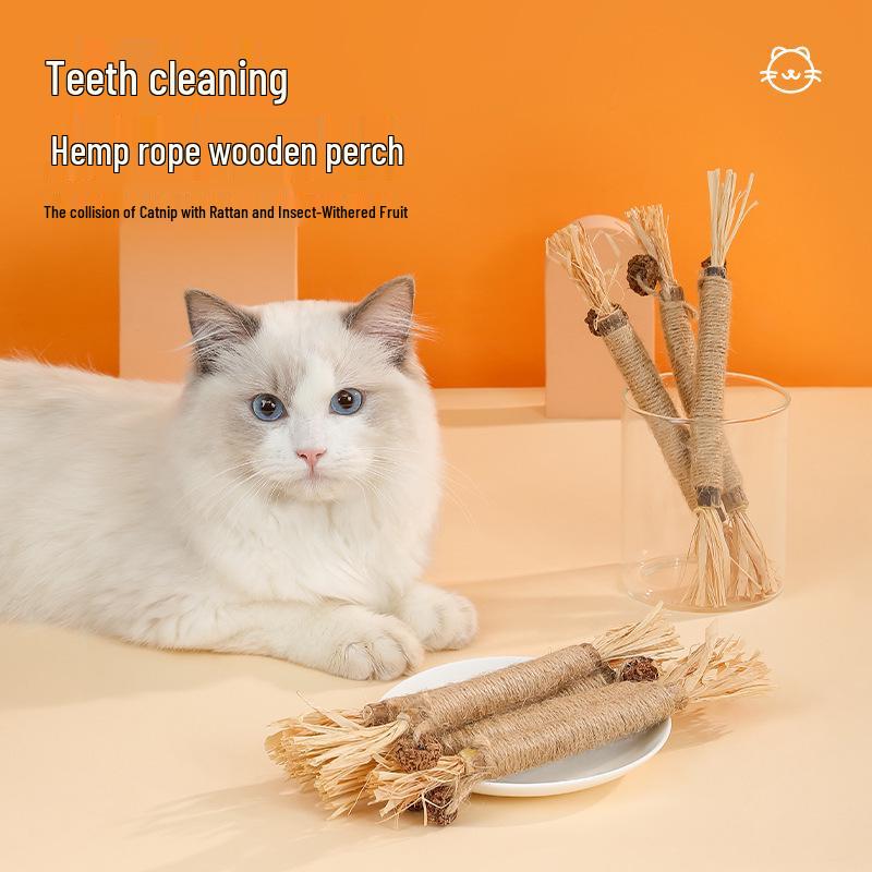Catnip Wood Teething Stick: Dental Cleaning Toy for Cats